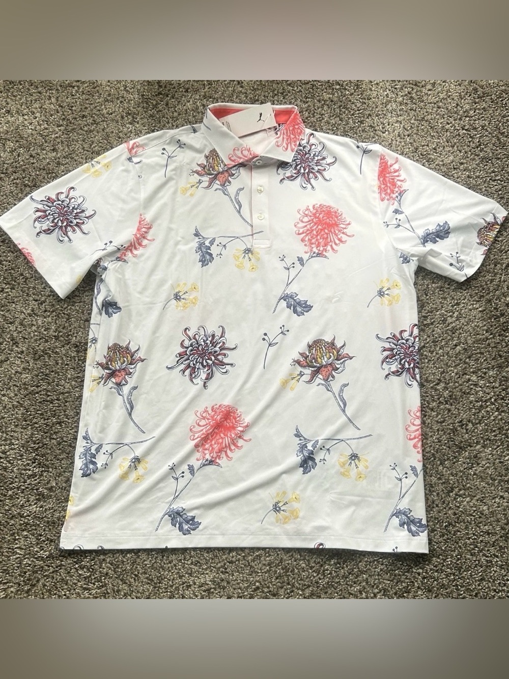 Puma MATTR Men’s Golf Polo Dahlia White Glow Men’s Size Large 628827-02